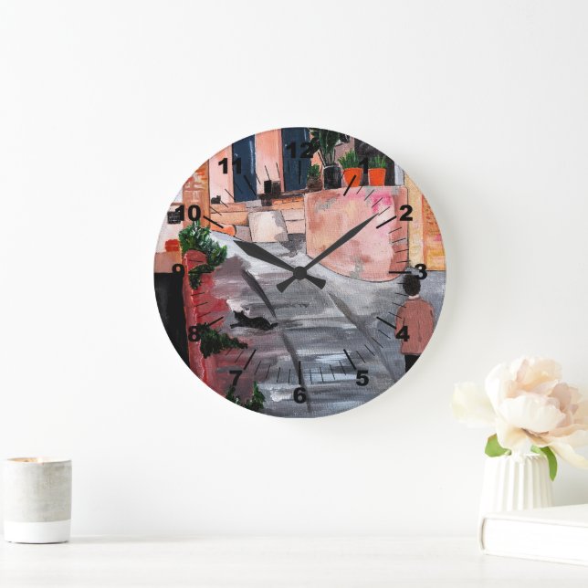 Calle Del San Miguel Painting by Alfred Fox Large Clock (Home)