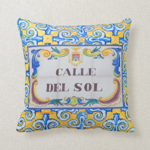 Calle Del Sol Street of the Sun Mediterranean Tile Throw Pillow