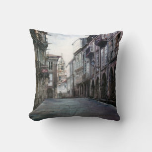 Calle del Villar (Santiago de Compostela) Throw Pillow