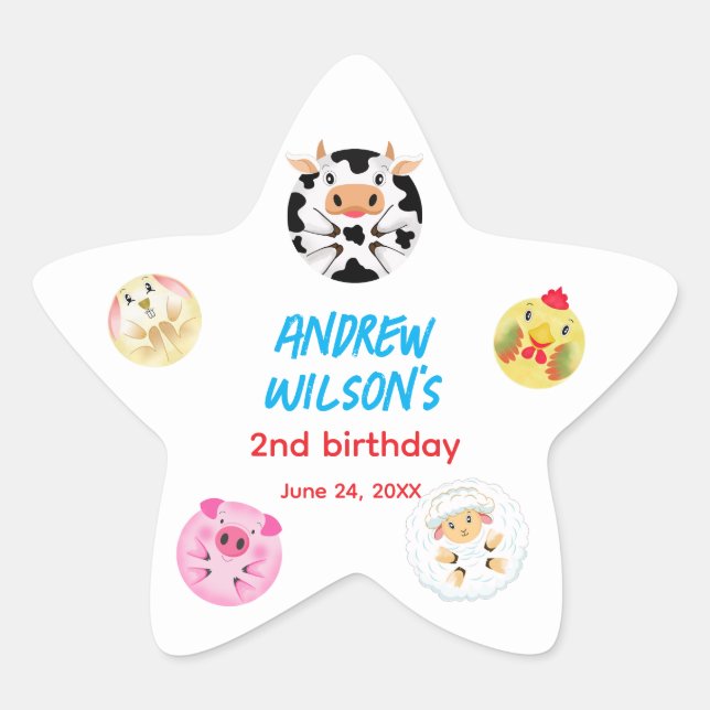 Called Farm Party Animals Ready to Play Balls Star Sticker (Front)