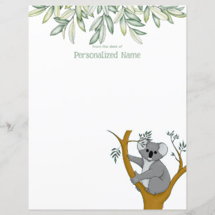 Callie Koala Eucalyptus Unlined Paper Sheet