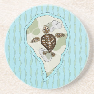 Callie the Sea Turtle Sandstone Coaster