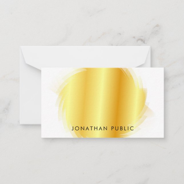 Calligraphed Monogram Elegant Faux Gold Simple Card (Front)