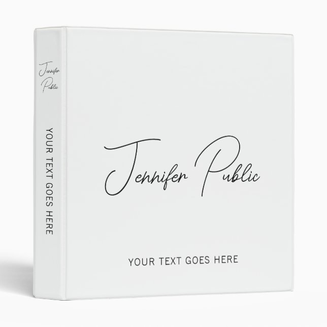 Calligraphed Name Add Logo Script Text Here Binder (Front/Spine)