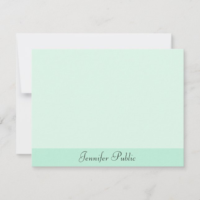 Calligraphed Script Mint Green Modern Template (Front)
