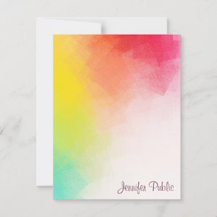 Calligraphed Script Monogram Rainbow Colours Card