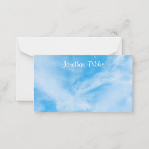 Calligraphed Script Name Blue Sky White Clouds Card