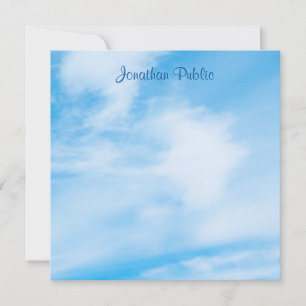 Calligraphed Script Name Blue Sky White Clouds Card