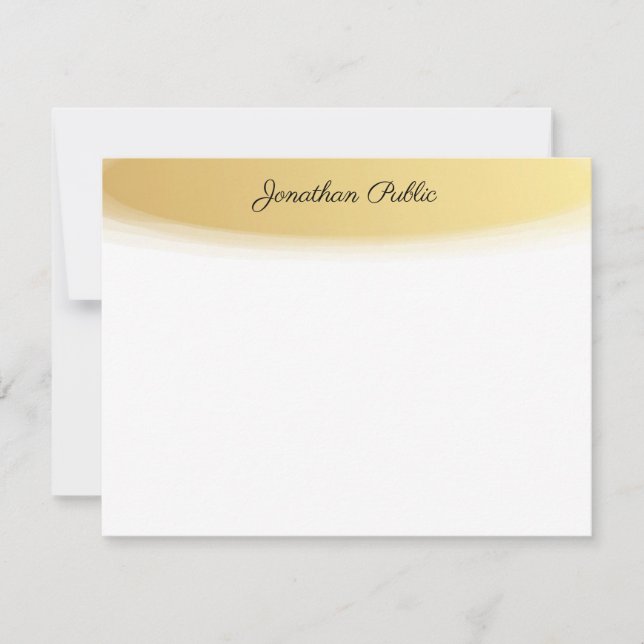 Calligraphed Script Name Gold White Elegant Card (Front)