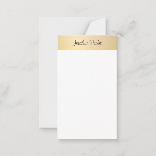 Calligraphed Script Stylish Gold Look Elegant Card (Front)