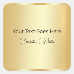 Calligraphed Script Template Gold Look Elegant Square Sticker