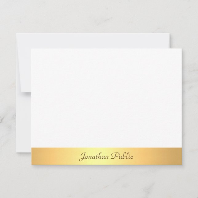 Calligraphed Script Text Gold White Professional Card (Front)