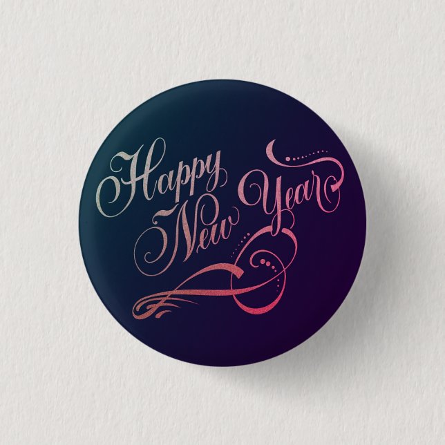 Calligraphic 2026 New Year Badge 1 Inch Round Button (Front)