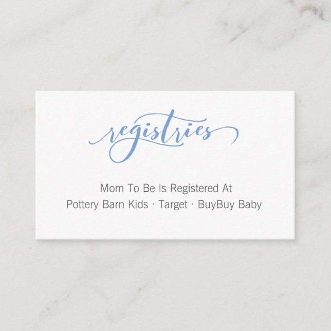 Calligraphic Baby Shower Registry Enclosure Card (Front)
