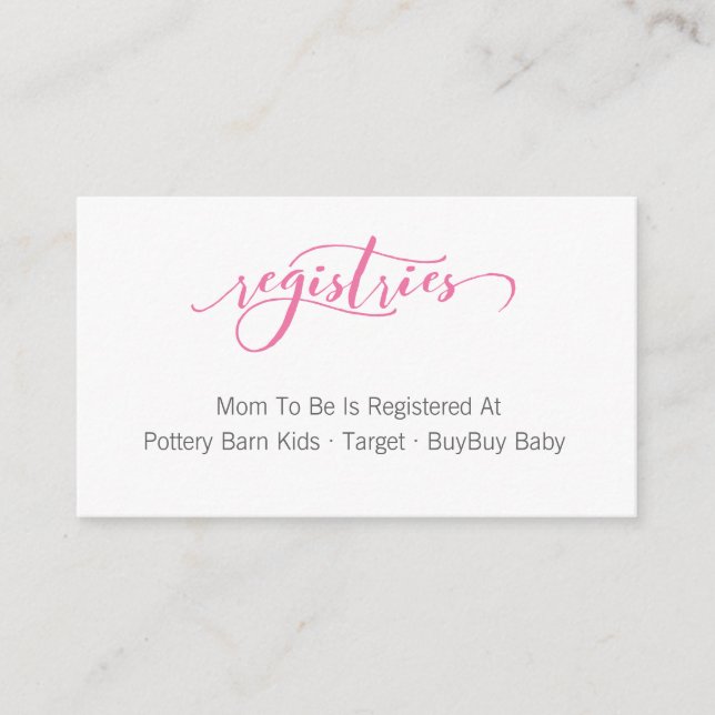Calligraphic Baby Shower Registry Enclosure Card (Front)