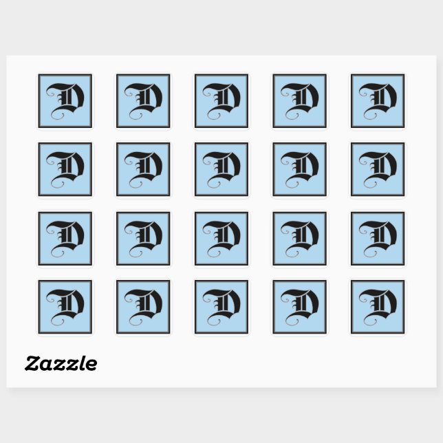 Calligraphic Capital Letter D Square Sticker (Sheet)