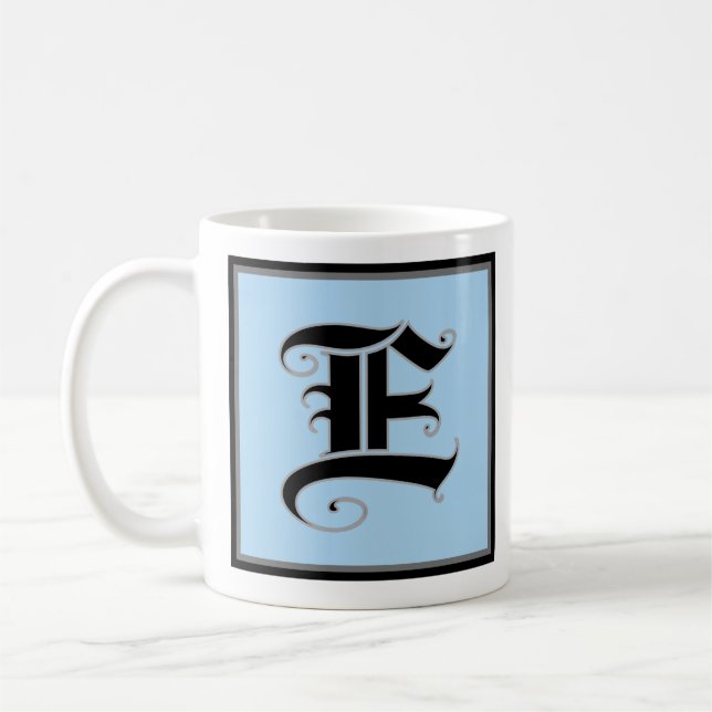 Calligraphic Capital Letter E Coffee Mug (Left)