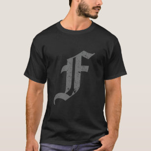 Calligraphic Capital Letter F Grunge T-Shirt
