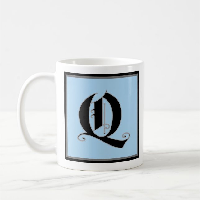 Calligraphic Capital Letter Q Coffee Mug (Left)