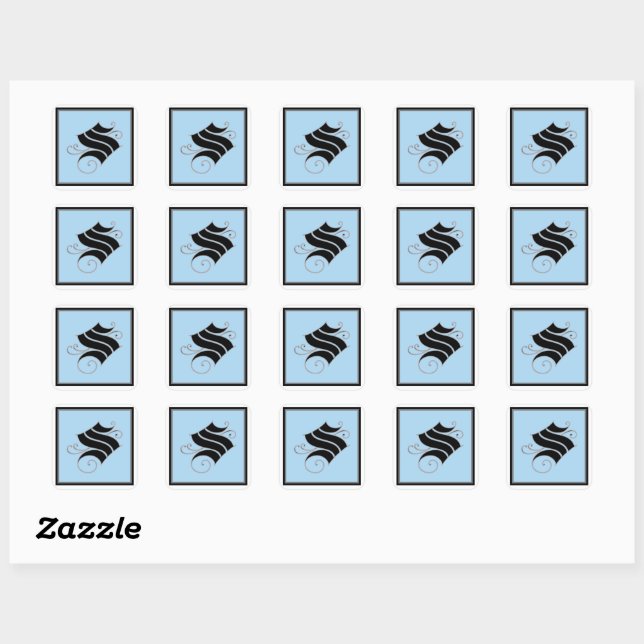 Calligraphic Capital Letter S Square Sticker (Sheet)