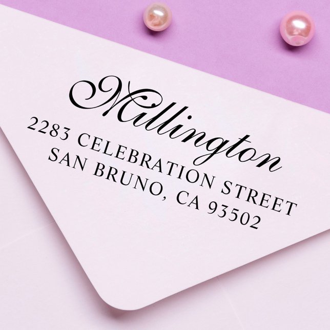 Calligraphic Family Name Script & Return Address Rubber Stamp (Creator Uploaded)
