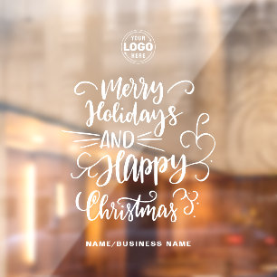 Calligraphic Merry Christmas Add Your Logo Window Cling