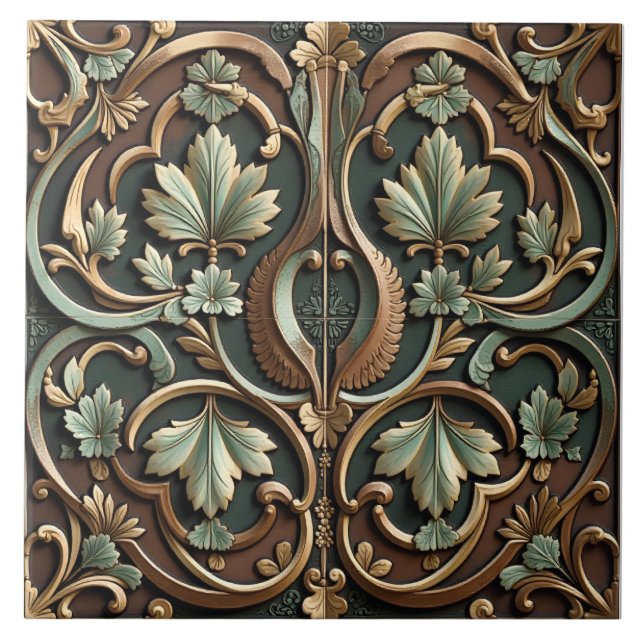 Calligraphic Patina Bloom Tile (Front)