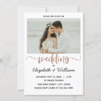 Calligraphic Rose Gold Glitter Wedding Photo
