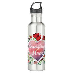 Calligraphic Script Amazing Mom Mother day Heart 710 Ml Water Bottle