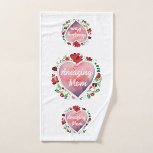 Calligraphic Script Amazing Mom, Mother's day Gift Bath Towel Set