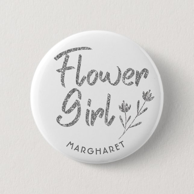 Calligraphic Silver Flower Girl pin (Front)