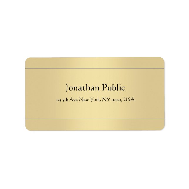 Calligraphic Typed Gold Look Template Classic Chic Label (Front)