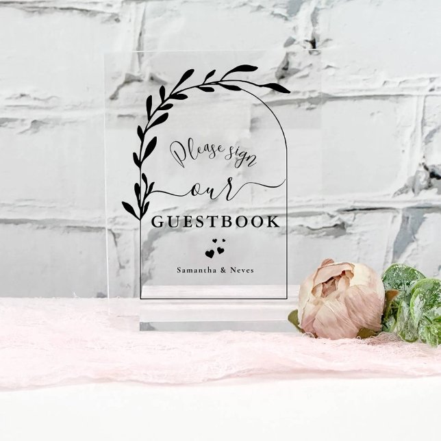 Calligraphie Arc Floral Custom Wedding Livre d'or (Créateur téléchargé)