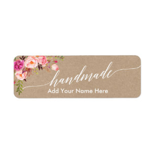 Calligraphie artisanale rose Floral Kraft Petit