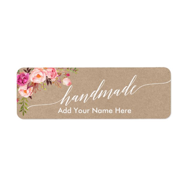 Calligraphie artisanale rose Floral Kraft Petit (Devant)