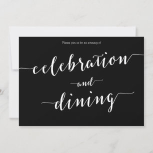 Calligraphie Black Engagement Party Invitations