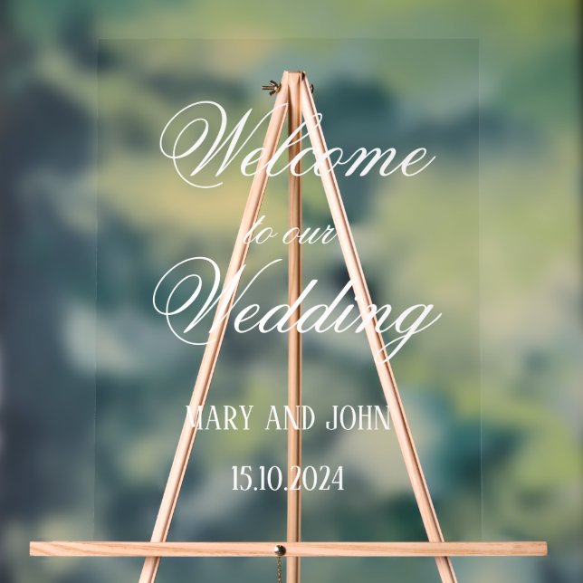 Calligraphie blanc Script simple mariage accueil (Neutre)