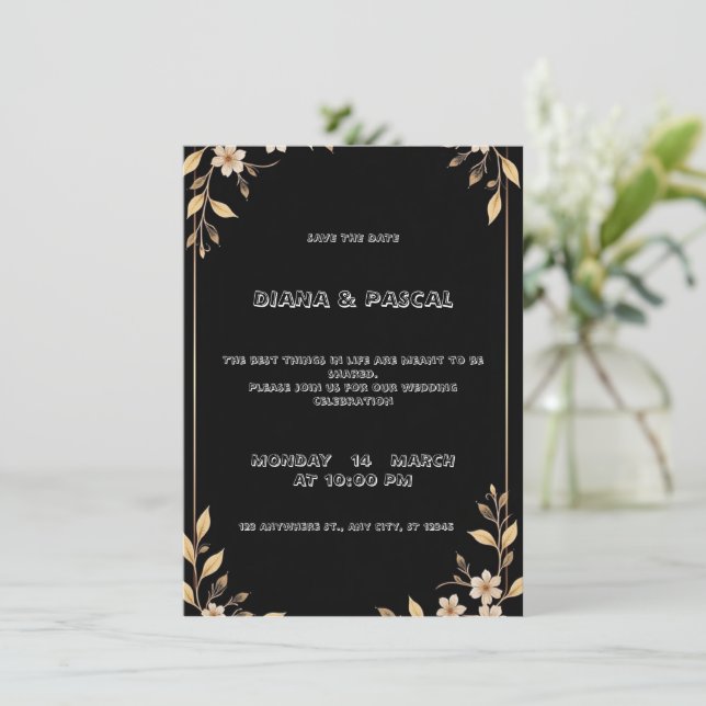 Calligraphie blanche et faire-part de mariage flor (Debout devant)