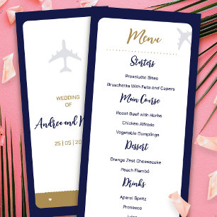Calligraphie Blue Boarding Pass Menu Mariage