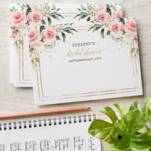 Calligraphie blush rose enveloppes d'or eucalyptus