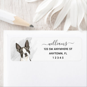 Calligraphie Boston Terrier Adresse de retour