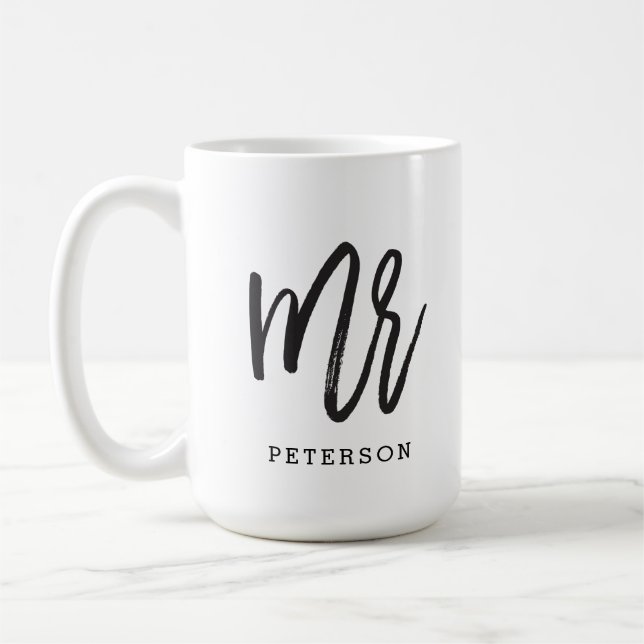 Calligraphie brossée M. Mariage Groom Mug (Gauche)