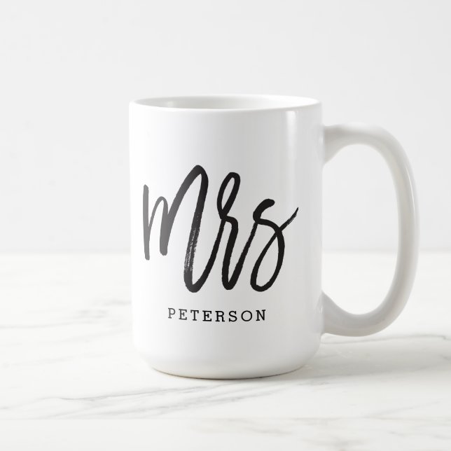 Calligraphie brossée Mme Mariage Mariée Mug (Droite)