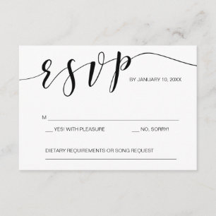 Calligraphie carte RSVP modèle noir et blanc