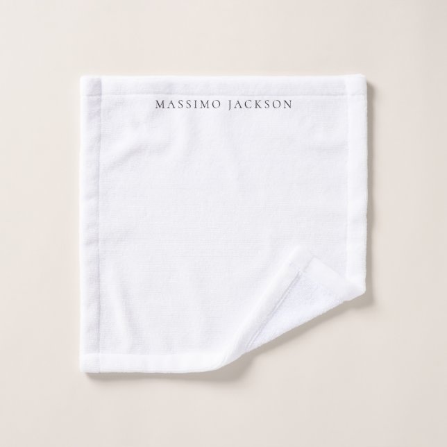 Calligraphie chic simple noir et blanc de nom prop (Gant de toilette)
