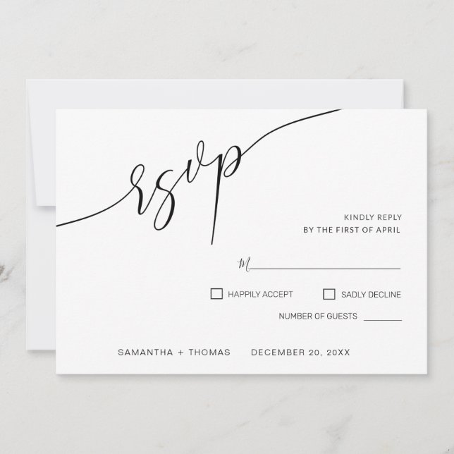 Calligraphie classique Script mariage carte RSVP (Devant)