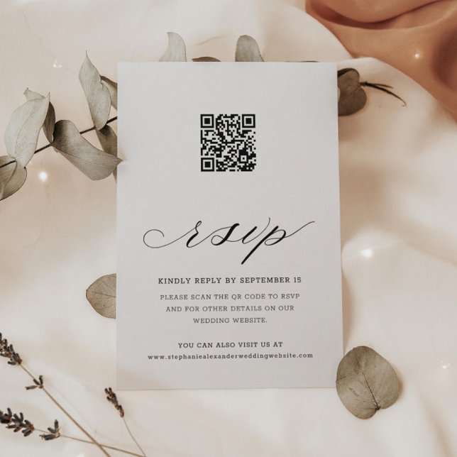 Calligraphie Code QR Mariage floral Carte RSVP (Créateur téléchargé)