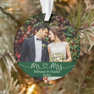 Calligraphie Coeur M. et Mme Mariage Photo Green