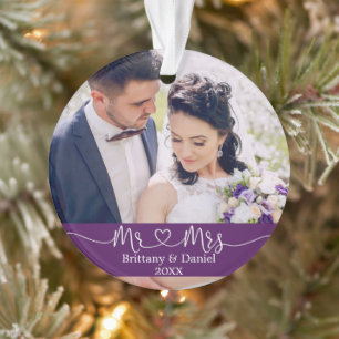 Calligraphie Coeur M. et Mme Mariage Purple