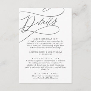 Calligraphie d'argent romantique Détails Carte de 
